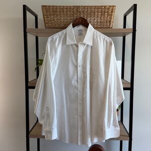 Brooks Brothers No Iron Regent Cotton Windowpane Print Button Up Dress Shirt